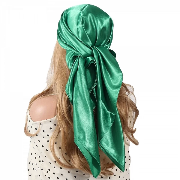 Foulard de Tête Carré en Satin pour Femme, Accessoires Hijab, Bandana, Couleur Unie, 90x90|3,96 €|OKKO MODE