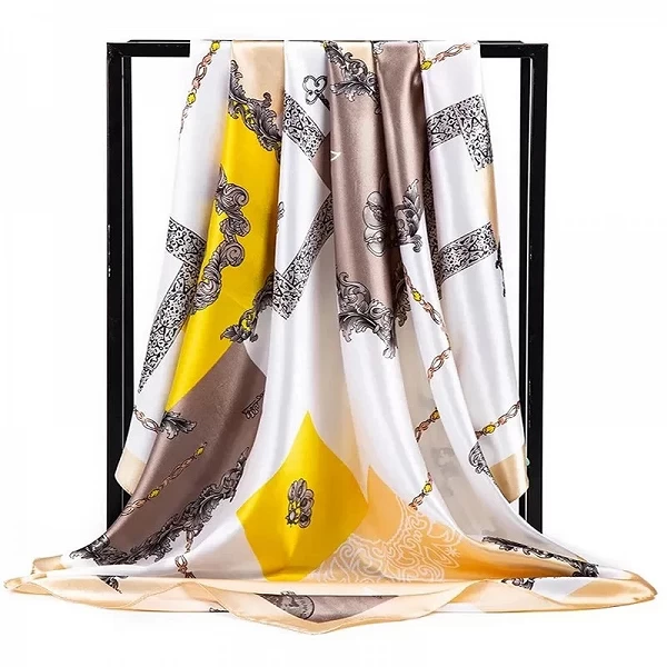 Châles populaires Europe et amérique mode bandanas nouvelle crème solaire imprimée 90x90cm foulard en soie carré de luxe quatre |3,59 €|OKKO MODE