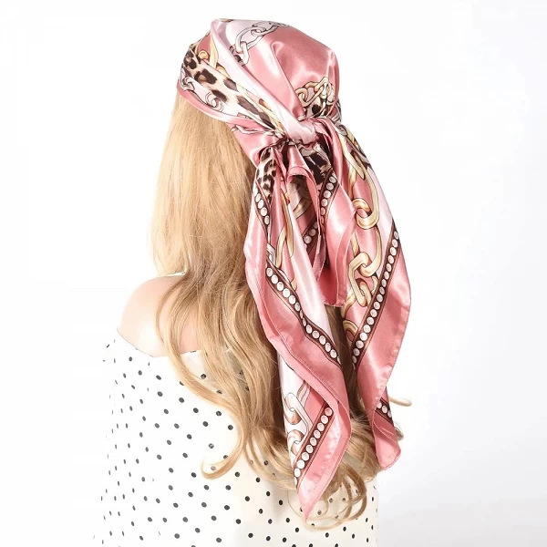 InjHead-Foulard de Luxe en Satin pour Femme, Châle Carré de 90cm, Écharpe de Sauna, Bandana de Cheveux, Mode d'Été|3,96 €|OKKO MODE