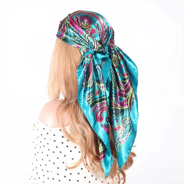 InjHead-Foulard de Luxe en Satin pour Femme, Châle Carré de 90cm, Écharpe de Sauna, Bandana de Cheveux, Mode d'Été|3,96 €|OKKO MODE