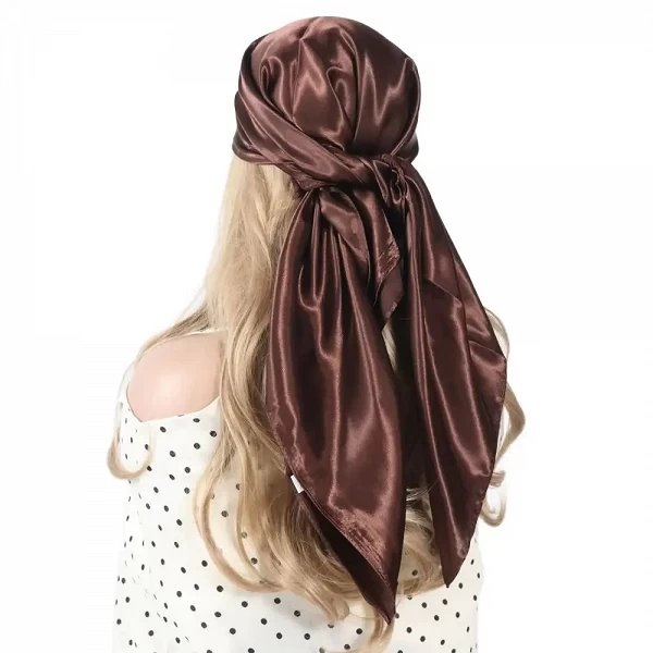 Injplanchers f-Foulard en Satin pour Femme, Couleur Unie, Noir, Blanc, Vert Armée, Marron, Carré, 90x90cm, Hijab Féminin|4,00 €|OKKO MODE