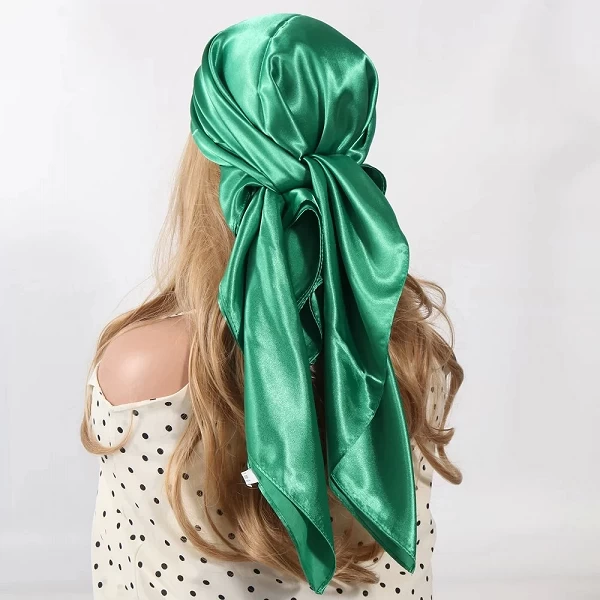 Injplanchers f-Foulard en Satin pour Femme, Couleur Unie, Noir, Blanc, Vert Armée, Marron, Carré, 90x90cm, Hijab Féminin|4,00 €|OKKO MODE