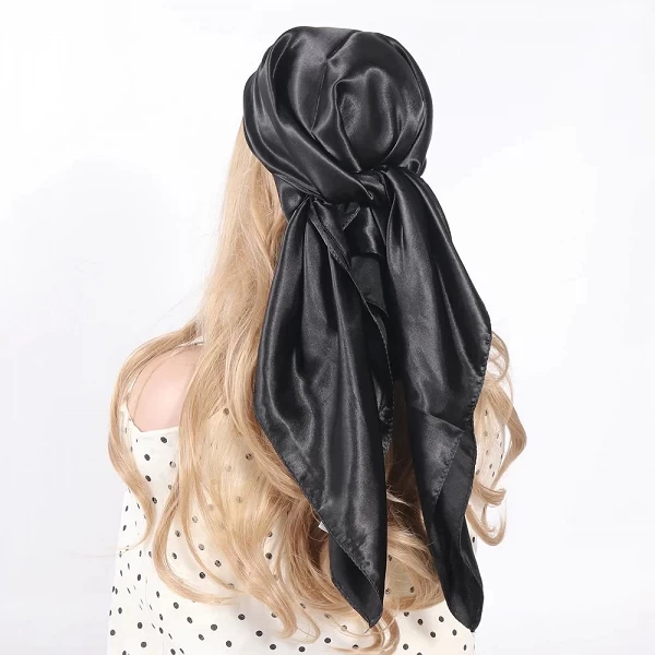 Injplanchers f-Foulard en Satin pour Femme, Couleur Unie, Noir, Blanc, Vert Armée, Marron, Carré, 90x90cm, Hijab Féminin|4,00 €|OKKO MODE