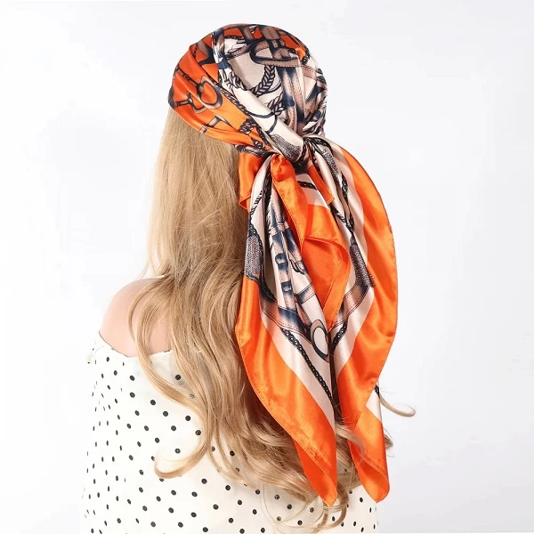 Foulards en soie pour femmes, marque de luxe, mode d'été, Foulard de tête/Cheveux 90x90cm Hijab Bandana Cheveux Foulard Femme 90|4,49 €|OKKO MODE