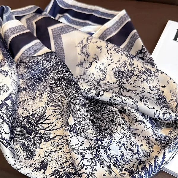 Foulard Carré à Imprimé Floral de Luxe pour Femme, Bandeau en Satin Doux, Hijab de Tête, Bandeau de Sauna, Ruban de Sac|3,59 €|OKKO MODE