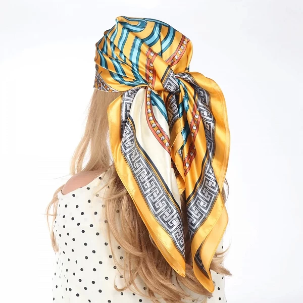 InjHead-Foulard Carré à Carreaux pour Femme, Marque de Luxe, Imprimé, Mouchoir, Châles et Enveloppes, Hijab, 90x90cm, Bandana Ch|5,04 €|OKKO MODE