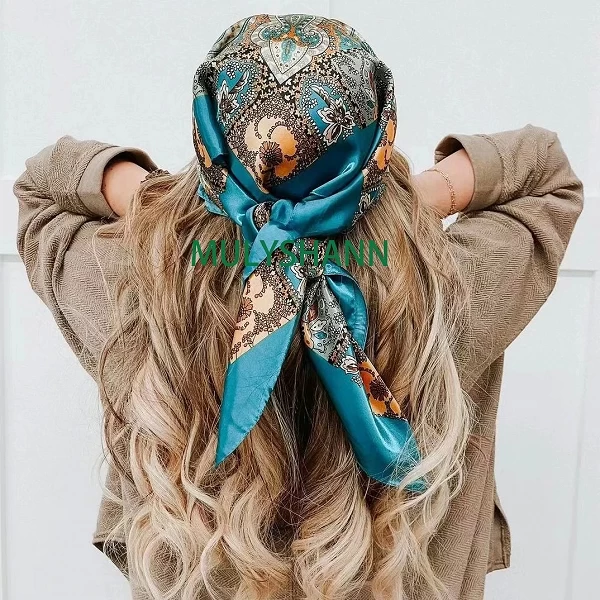 InjHead-Foulard Carré à Carreaux pour Femme, Marque de Luxe, Imprimé, Mouchoir, Châles et Enveloppes, Hijab, 90x90cm, Bandana Ch|5,04 €|OKKO MODE