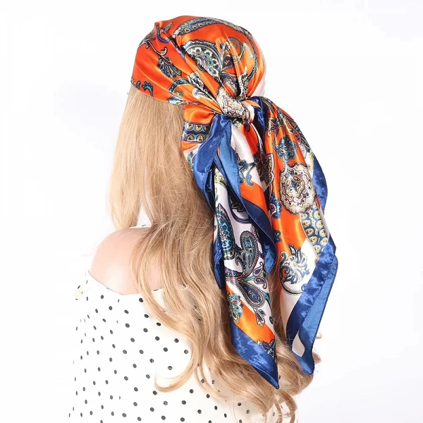 Foulard de tête en soie pour femmes, luxueux, en Satin, paréo, carré, Bandana, 90x90|9,89 €|OKKO MODE