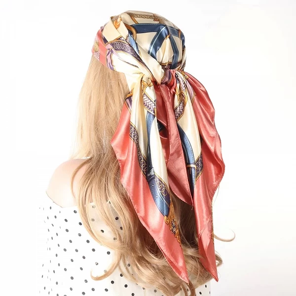 Foulard de tête en soie pour femmes, luxueux, en Satin, paréo, carré, Bandana, 90x90|9,89 €|OKKO MODE