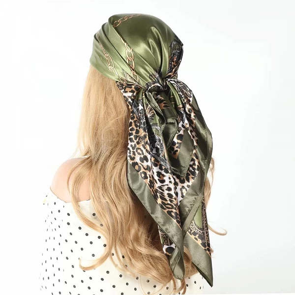 Foulard de tête en soie pour femmes, luxueux, en Satin, paréo, carré, Bandana, 90x90|9,89 €|OKKO MODE