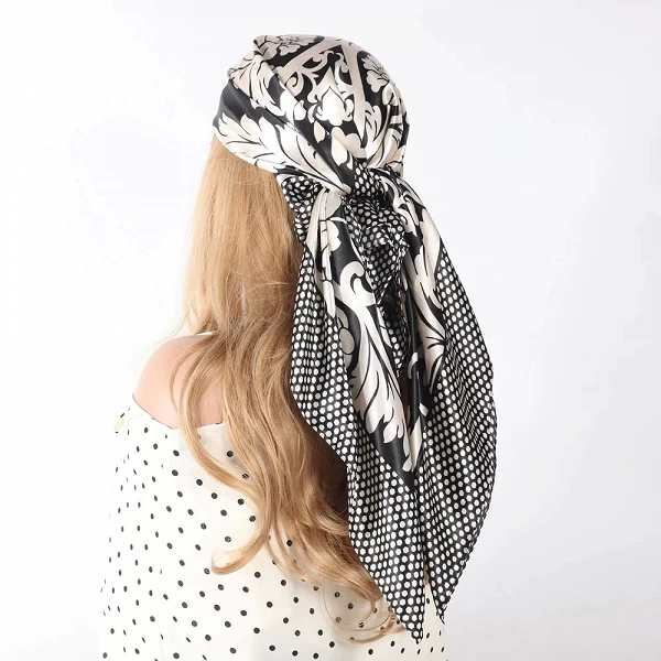 Foulard de tête en soie pour femmes, luxueux, en Satin, paréo, carré, Bandana, 90x90|9,89 €|OKKO MODE