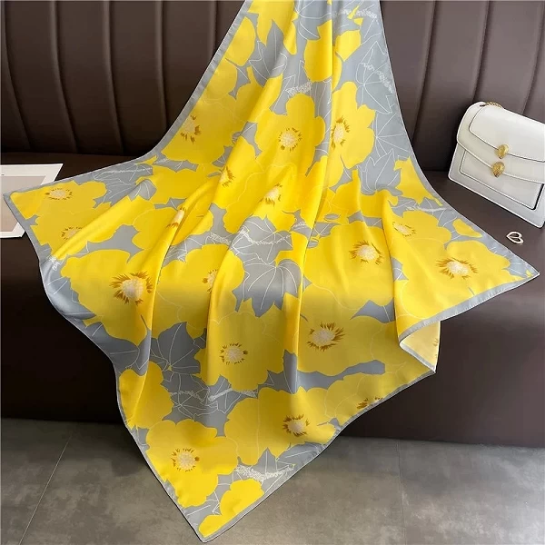 Châle carré en sergé pour femme, écharpe de protection solaire, bandana, hijab, 90cm, design tendance, accessoires d'été, 2023|5,03 €|OKKO MODE