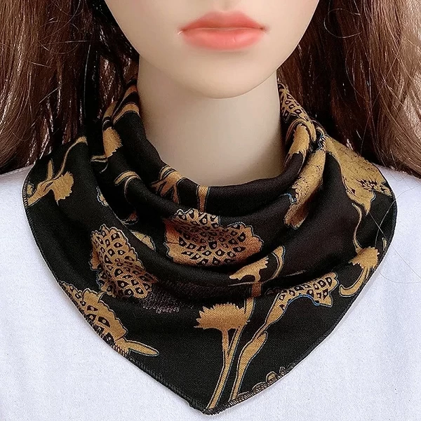 Foulard en soie imprimé Floral coréen T76, bavoir à boutons pour protéger la colonne cervicale, Triangle, couvre-chef d'été pour|4,97 €|OKKO MODE