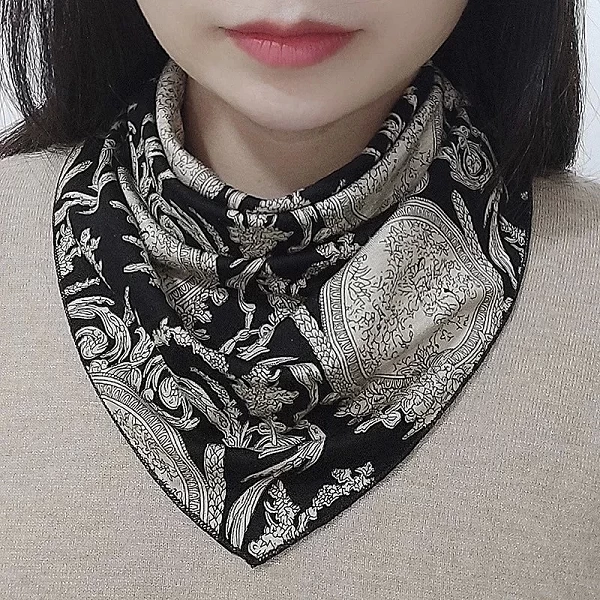 Foulard en soie imprimé Floral coréen T76, bavoir à boutons pour protéger la colonne cervicale, Triangle, couvre-chef d'été pour|4,97 €|OKKO MODE