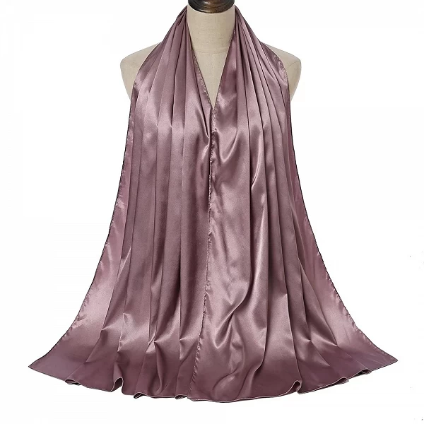 Foulard Hijab en Satin de soie pour femmes, voile de soie de luxe, Hijab pour femmes musulmanes, châle en soie brillant pour fem|4,49 €|OKKO MODE