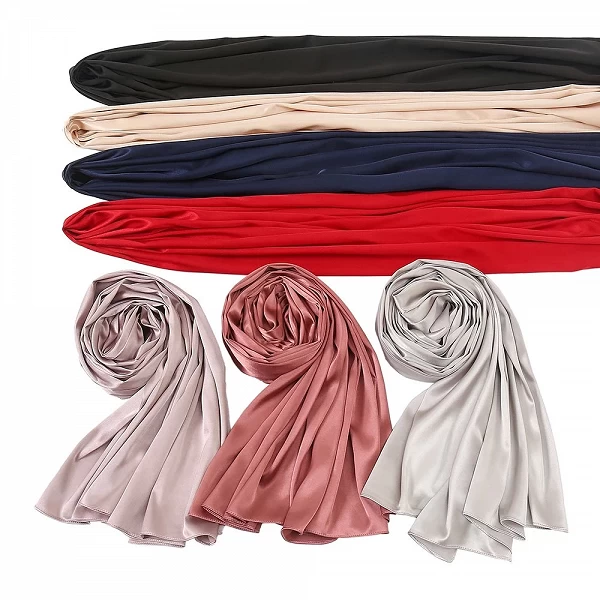 Foulard Hijab en Satin de soie pour femmes, voile de soie de luxe, Hijab pour femmes musulmanes, châle en soie brillant pour fem|4,49 €|OKKO MODE