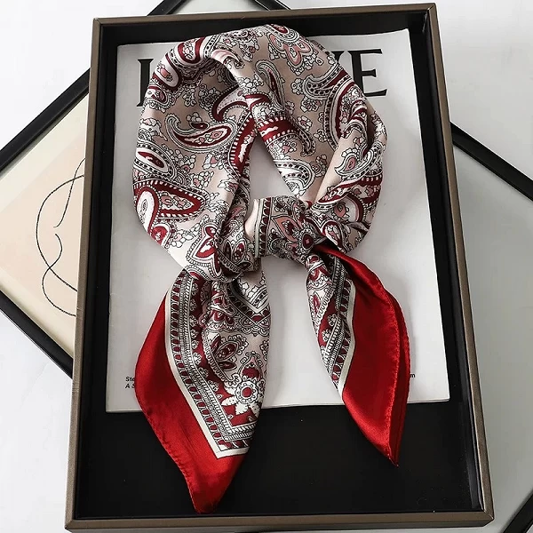 InjSatin-Foulard à cheveux pour femme, mouchoir imprimé, carré, tête bandana, petit cou, silencieux, hijab, dame, fille, 70x70cm|3,59 €|OKKO MODE