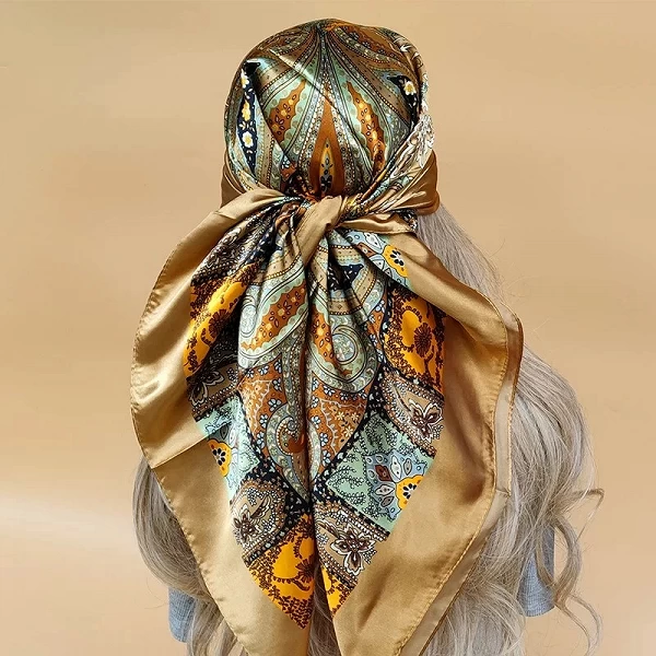 Injplanchers f-Foulard de Sauna Vintage Quatre Saisons pour Femme, Écharpe de Cheveux, Hijab, Bandana de Luxe, 90x90cm|3,59 €|OKKO MODE