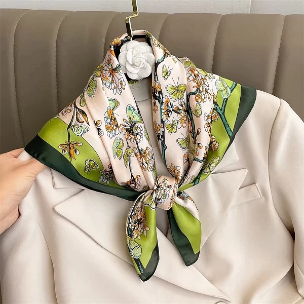 Foulard de tête en satin pour femme, imprimé à carreaux, écharpes de cou, châles carrés, écharpes pour dames, animal de luxe, in|4,00 €|OKKO MODE