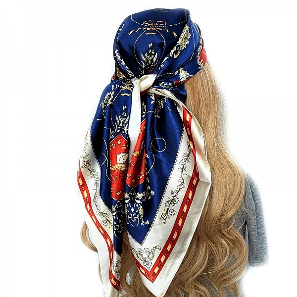 Grand Foulard Carré Élégant de 90x90cm pour Femme Musulmane, Écharpe de Sauna à la Mode, Motif de Fleur de Pivoine|3,59 €|OKKO MODE