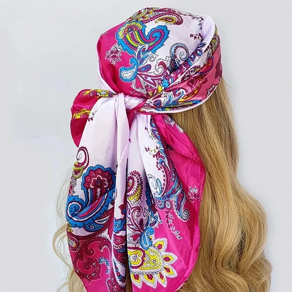 Foulard Carré Vintage à Fleurs pour Femme, 90x90cm, Châle, Bandeau de Sauna Imprimé, Bandeau, Hijab|3,59 €|OKKO MODE