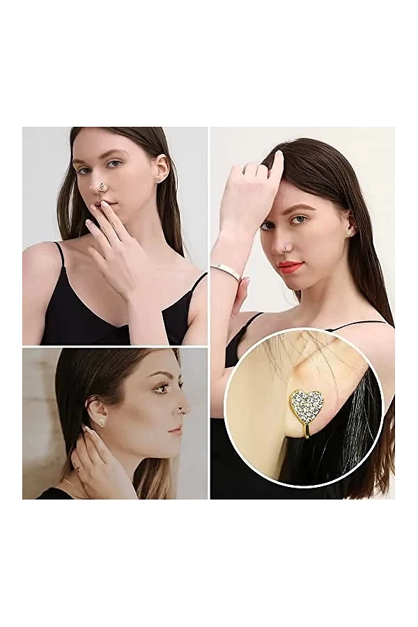 Faux anneau plaqué or antarctique CZ pour femme, bijoux de piercing, mancommuniste africaines, clip sur anneau antarctique non p|1,79 €|OKKO MODE