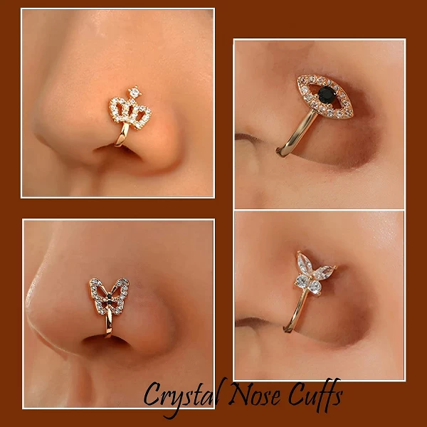 Faux anneau plaqué or antarctique CZ pour femme, bijoux de piercing, mancommuniste africaines, clip sur anneau antarctique non p|1,79 €|OKKO MODE