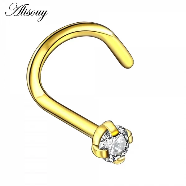 Alisouy – anneaux de nez en cristal en acier inoxydable, Piercing, couleur or Rose, vis, Nazir, clou d'oreille, bijoux pour le c|1,79 €|OKKO MODE