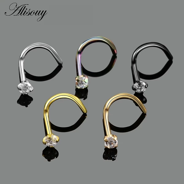 Alisouy – anneaux de nez en cristal en acier inoxydable, Piercing, couleur or Rose, vis, Nazir, clou d'oreille, bijoux pour le c|1,79 €|OKKO MODE