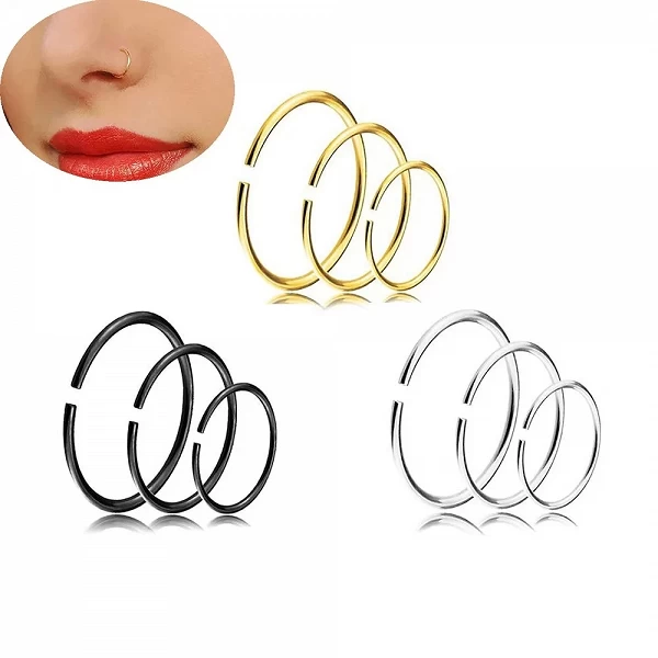 Piercings en Acier Inoxydable Noir Or Argent, Petit Segment de Narine, Anneaux Antarcans, réinitialisation sur Hélix, Bijoux de |2,69 €|OKKO MODE