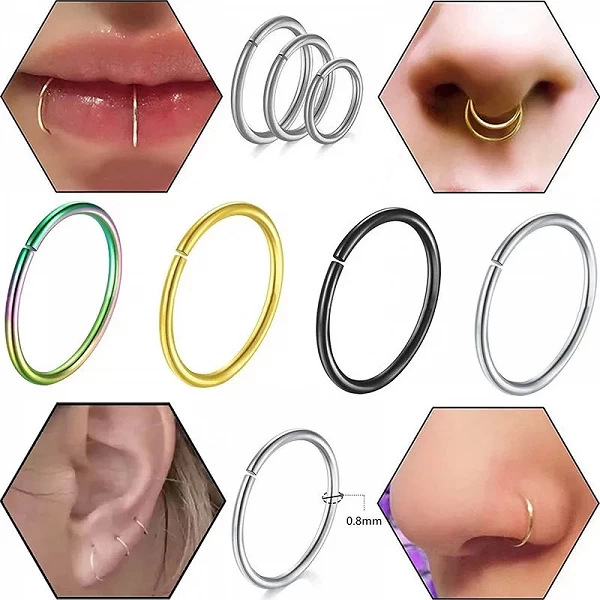 Piercings en Acier Inoxydable Noir Or Argent, Petit Segment de Narine, Anneaux Antarcans, réinitialisation sur Hélix, Bijoux de |2,69 €|OKKO MODE