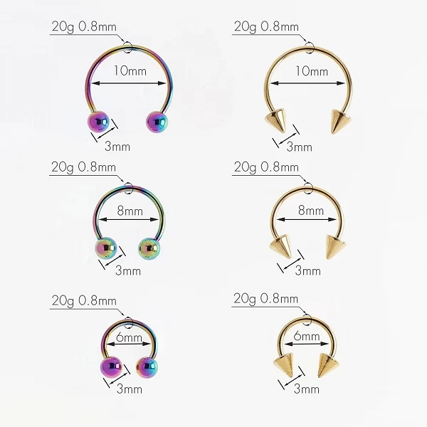 20g Chirurgicale Acier Circulaire Piercing Anneau Set pour Nez Septum Lèvre Oreille CBB Nonarine Pirsing Horseshoe Hoop Black Go|6,29 €|OKKO MODE