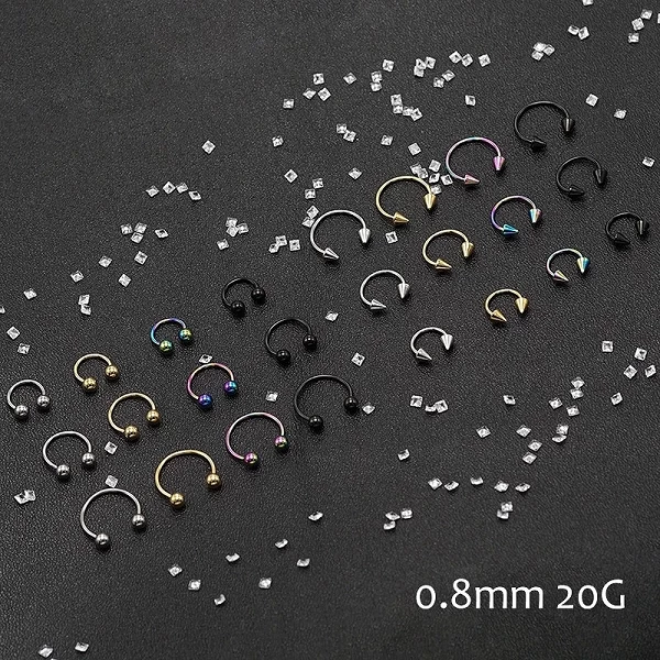 20g Chirurgicale Acier Circulaire Piercing Anneau Set pour Nez Septum Lèvre Oreille CBB Nonarine Pirsing Horseshoe Hoop Black Go|6,29 €|OKKO MODE