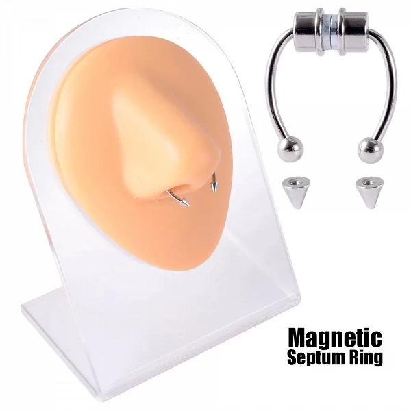 Faux Piercing Magnétique pour Femme, Anneau de Septum Antarctique avec Cône de Remplacement, IkFor, Unisexe, Mode, Noir, Plaqué |1,79 €|OKKO MODE