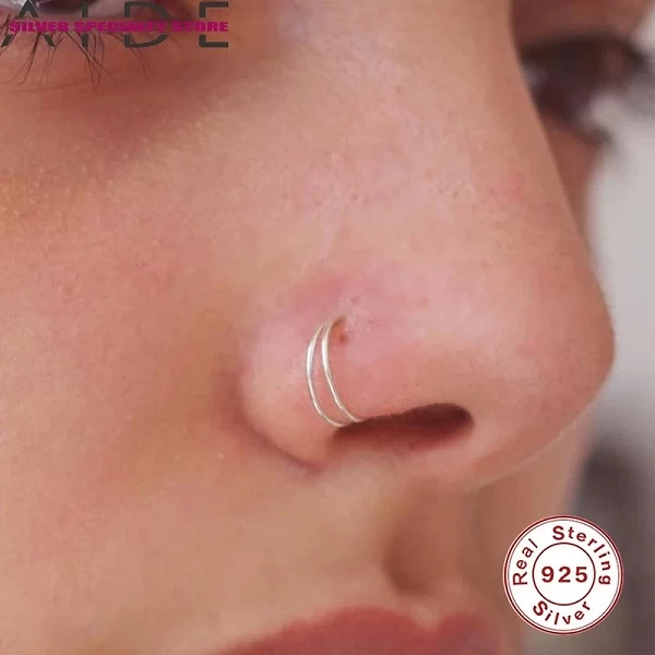 AIDE-Bague de piercing en argent regardé S925 pour femme, bague en cartilage, matiques en or tendance, bijoux fins pour fille, c|5,03 €|OKKO MODE