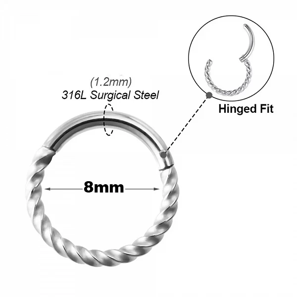 Piercing en Acier Chirurgical 16G 6-12mm, pour Corps, Anneaux pour l'Antarctique, Jules Septum, Document en Or, Charnière Sans C|2,69 €|OKKO MODE