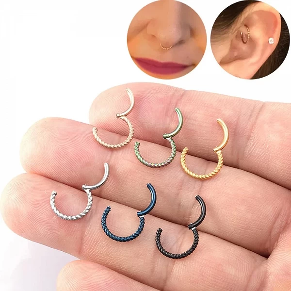 Piercing en Acier Chirurgical 16G 6-12mm, pour Corps, Anneaux pour l'Antarctique, Jules Septum, Document en Or, Charnière Sans C|2,69 €|OKKO MODE