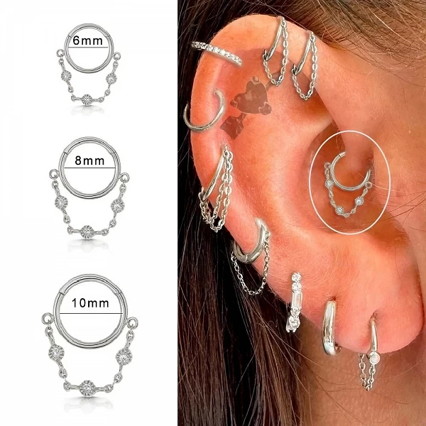 Boucles d'oreilles créoles en acier inoxydable avec JOSimple Septum Piercing pour femmes, anneaux antarctiques, document doré, T|2,69 €|OKKO MODE