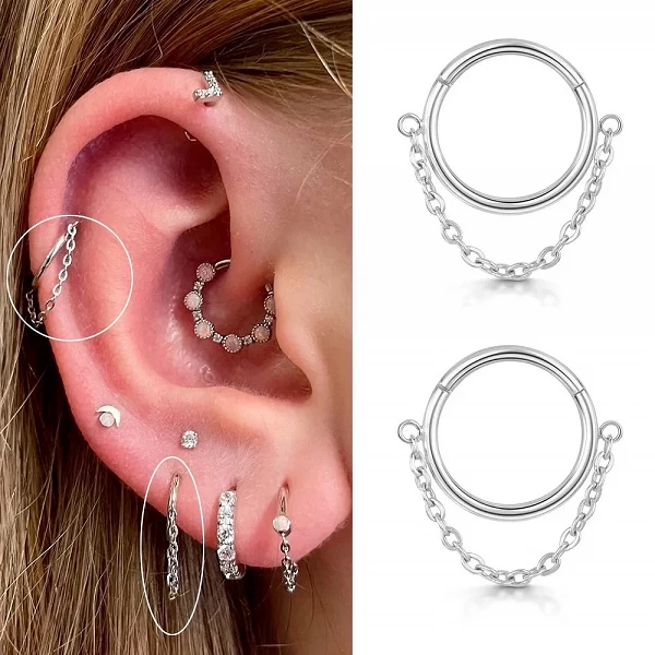 Boucles d'oreilles créoles en acier inoxydable avec JOSimple Septum Piercing pour femmes, anneaux antarctiques, document doré, T|2,69 €|OKKO MODE