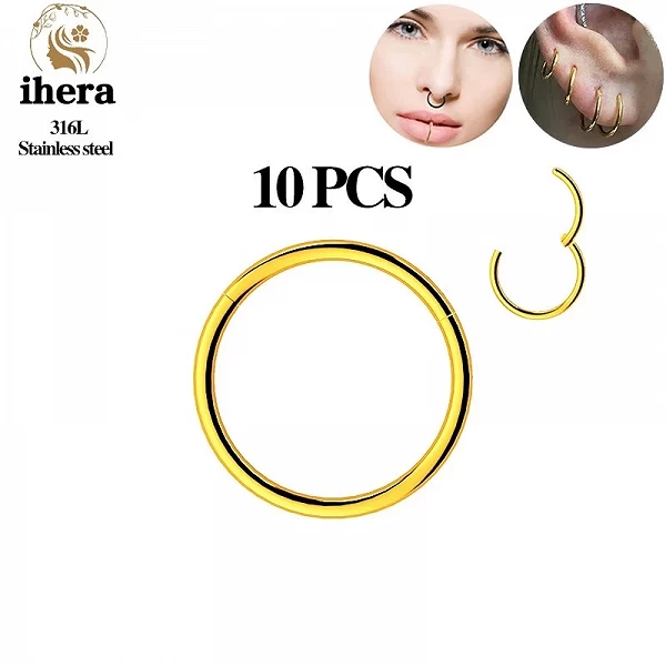 Petits anneaux en acier inoxydable pour documents argentés, piercing septum antarctique, boucles d'oreilles rondes, bijoux de ca|8,99 €|OKKO MODE