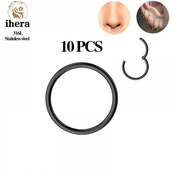 Petits anneaux en acier inoxydable pour documents argentés, piercing septum antarctique, boucles d'oreilles rondes, bijoux de ca|8,99 €|OKKO MODE