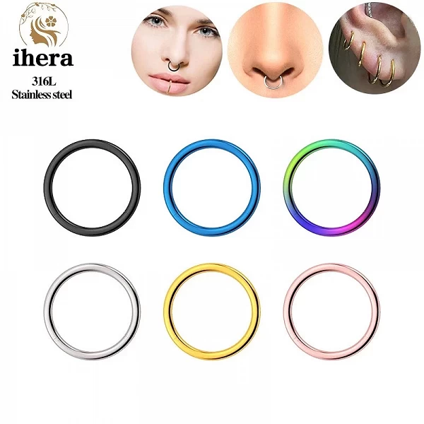 Petits anneaux en acier inoxydable pour documents argentés, piercing septum antarctique, boucles d'oreilles rondes, bijoux de ca|8,99 €|OKKO MODE