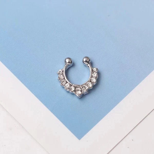 Anneau de faux septum plaqué or et argent pour hommes et filles, anneau antarctique, piercing en cristal, cadeau de bijoux de co|1,79 €|OKKO MODE