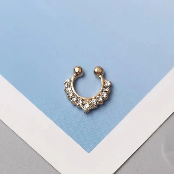 Anneau de faux septum plaqué or et argent pour hommes et filles, anneau antarctique, piercing en cristal, cadeau de bijoux de co|1,79 €|OKKO MODE