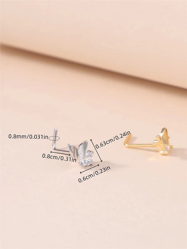 Piercing en Forme de L pour Femme et Fille, Bijoux de Narine Mignons, Design Papillon Brcorporelle, CZ, Petit Document Or et Arg|1,79 €|OKKO MODE