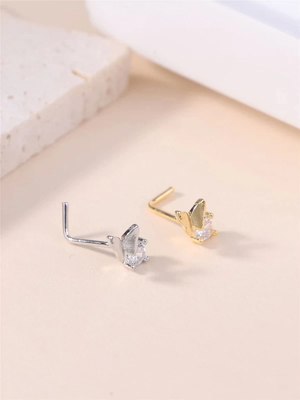 Piercing en Forme de L pour Femme et Fille, Bijoux de Narine Mignons, Design Papillon Brcorporelle, CZ, Petit Document Or et Arg|1,79 €|OKKO MODE