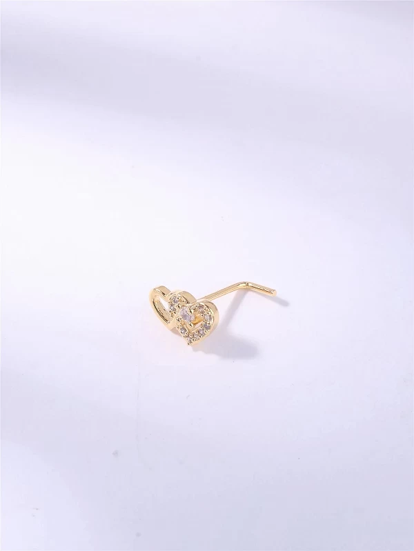 Piercing en forme de L pour femmes et filles, matiques en forme de L, coeur mignon, brillant, pierre d'amour CZ, or, argent, doc|1,79 €|OKKO MODE