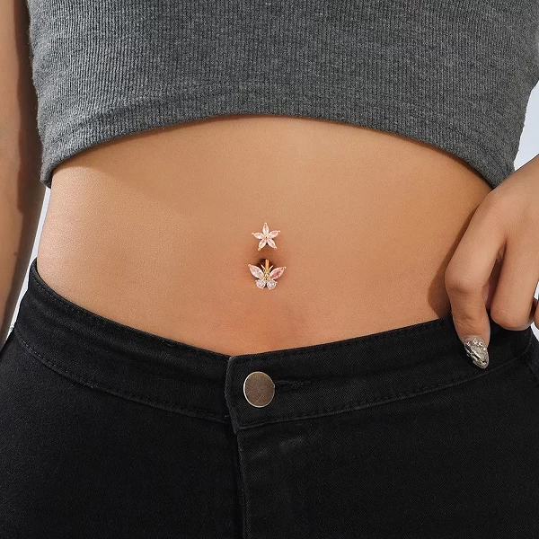 Anneaux de nombril papillon en acier inoxydable pour femmes et filles, générateur de piercing au nombril, bijoux de corps, cadea|2,69 €|OKKO MODE