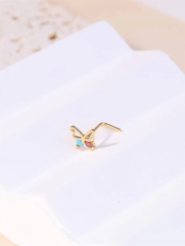 Piercing en Forme de L pour Femme et Fille, Papillon, Design Brcorporelle, Turquoise, Rouge, CZ, Petit Or, Argent, Document, Ant|1,79 €|OKKO MODE