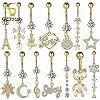 Boucle d'oreille nombril pendante en or pour femme, piercing en acier, pendentif, anneau de nombril, bijoux de corps Barbell, 14|4,49 €|OKKO MODE